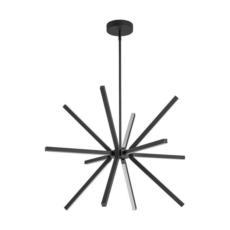 Black Aluminum 12-Light Sputnik Linear Chandelier