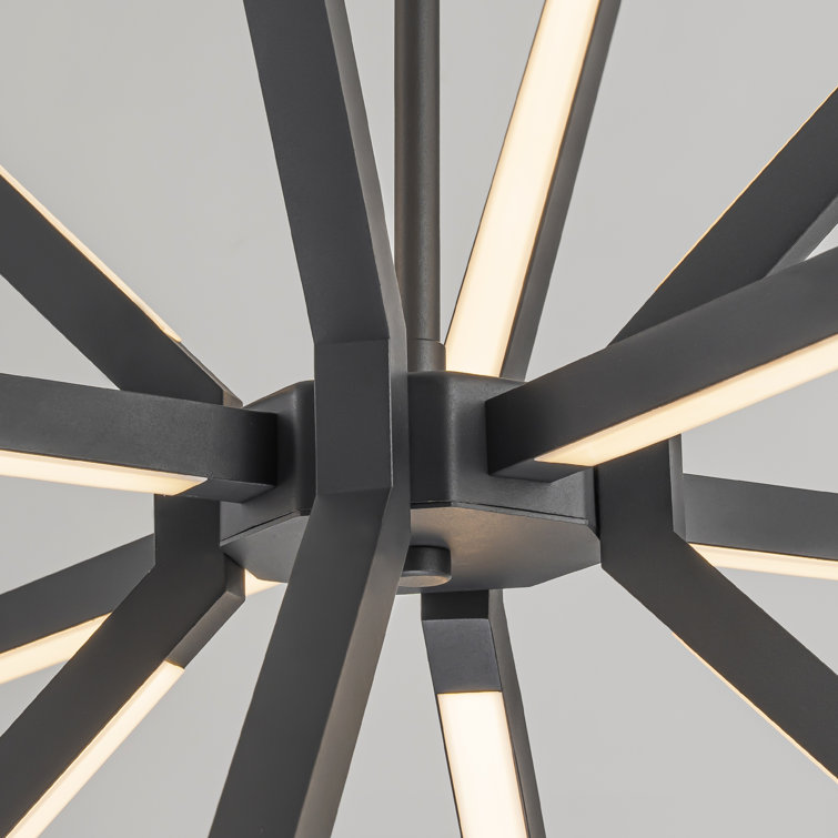 Black Aluminum 12-Light Sputnik Linear Chandelier