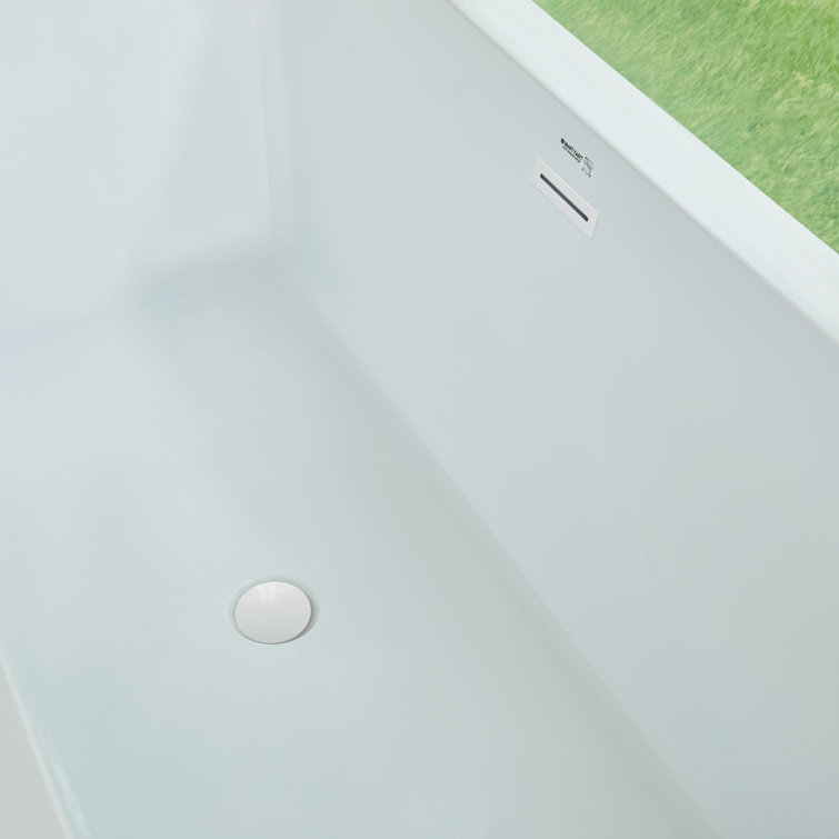 67" Pure White Freestanding Acrylic Soaking Bathtub
