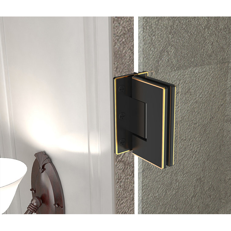 Nautis 72'' H Clear Tempered Glass Frameless Hinged Shower Door