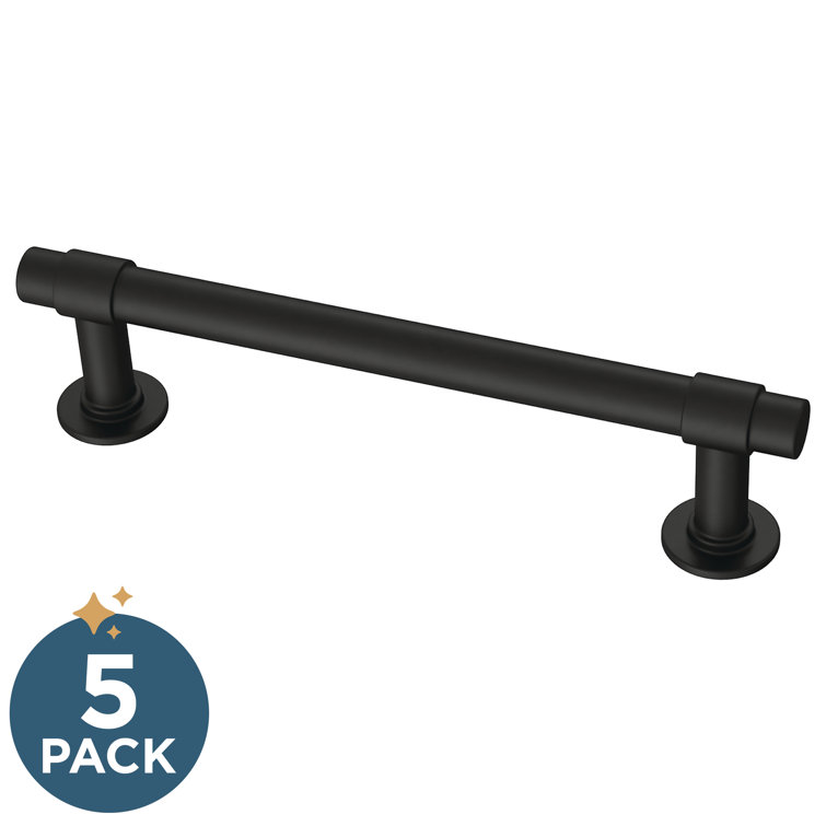 Matte Black Brass Bar Pulls with Mounting Hardware Set