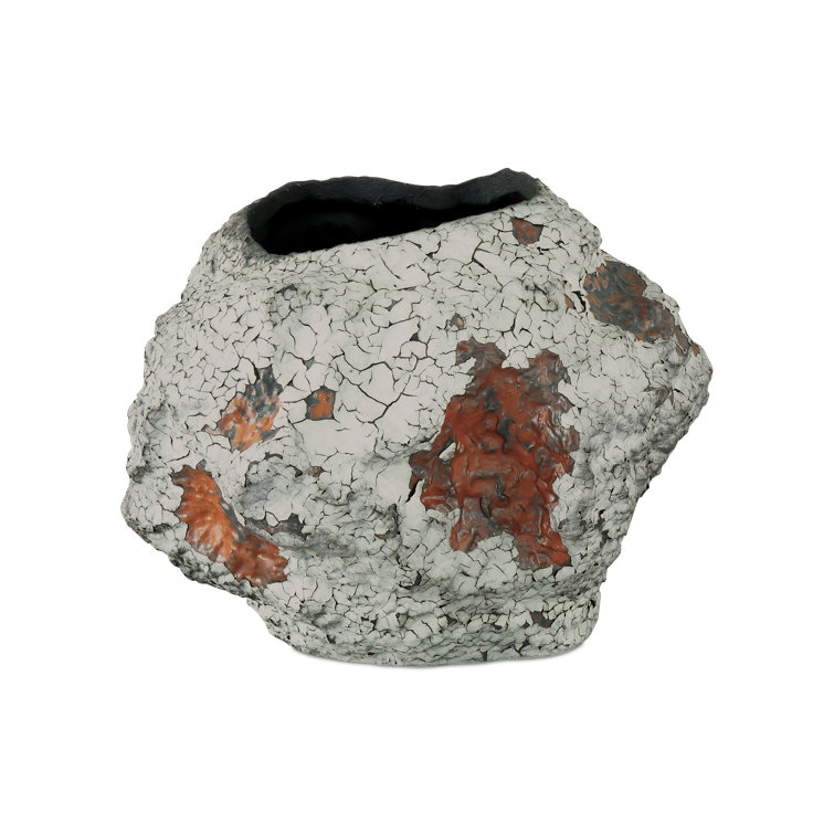 Grotesque Medium Off-White Gray Burnt Orange Porcelain Vase