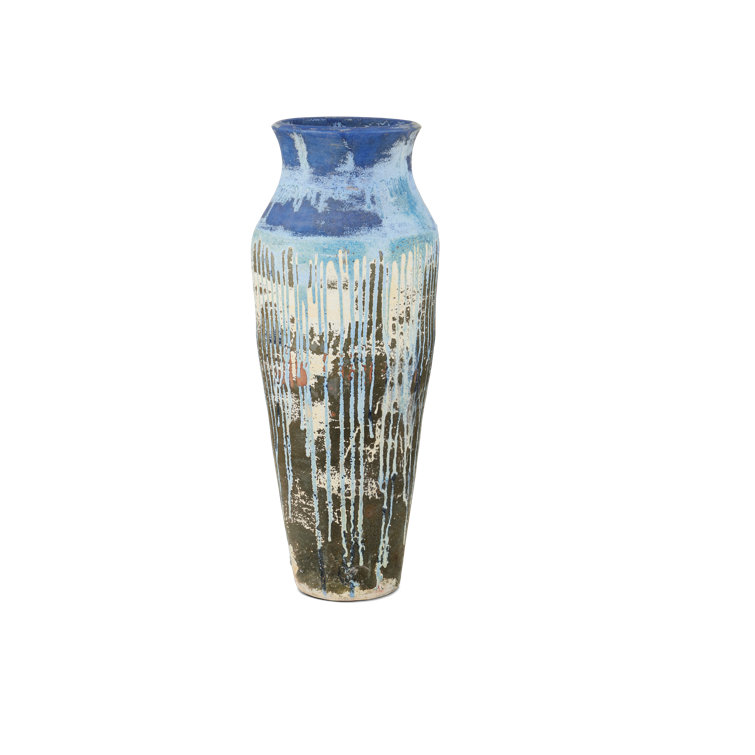 Large Blue and White Terracotta Garden Urn