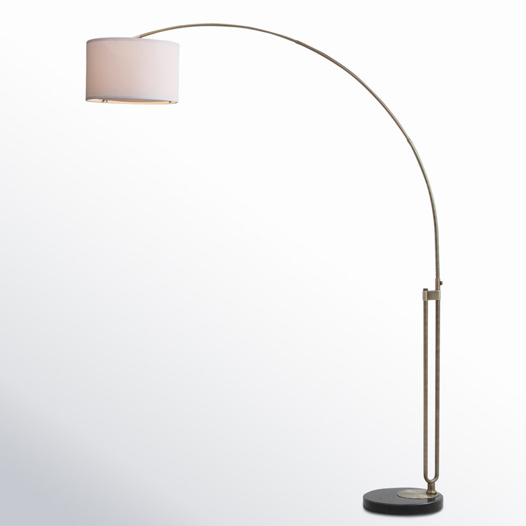 Elegant 84'' Antique Gold Arc Floor Lamp with White Cotton Shade