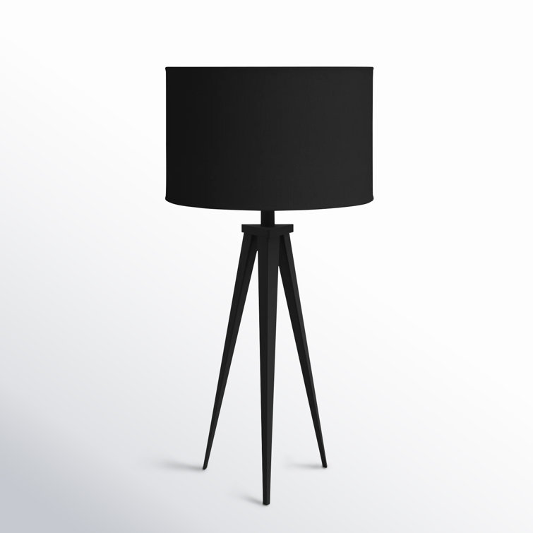 Black Metal Tripod Table Lamp with Drum Shade