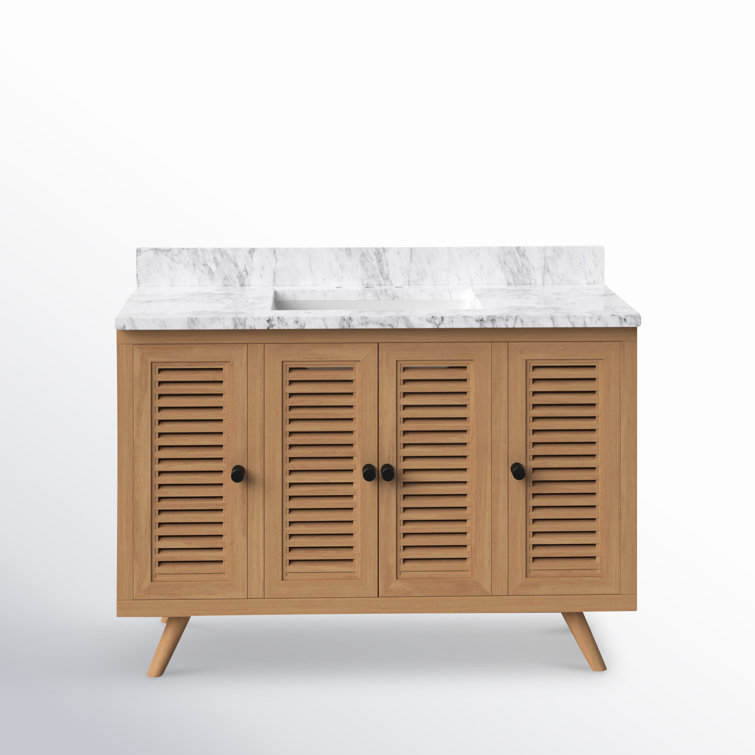 Harper 49" Teak and Marble Transitional Freestanding Vanity
