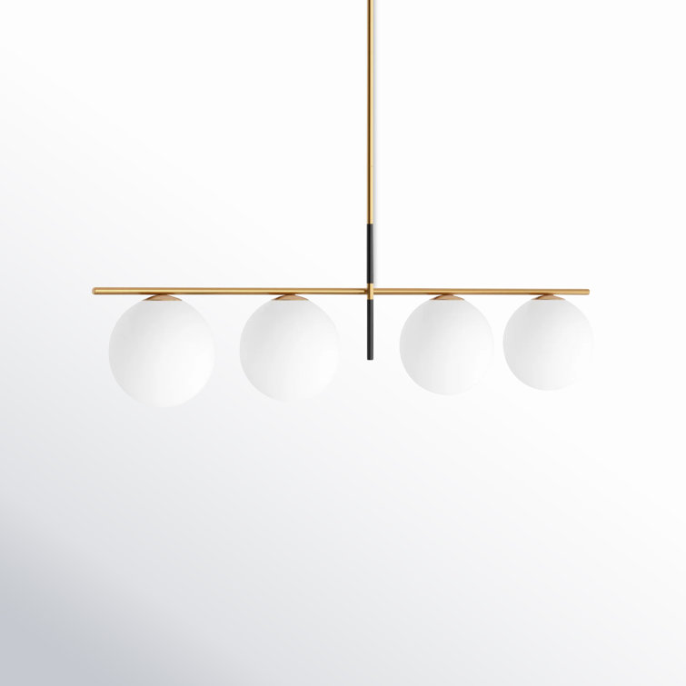 Elegance Defined Satin Brass & Black 4-Light Pendant with Satin White Glass