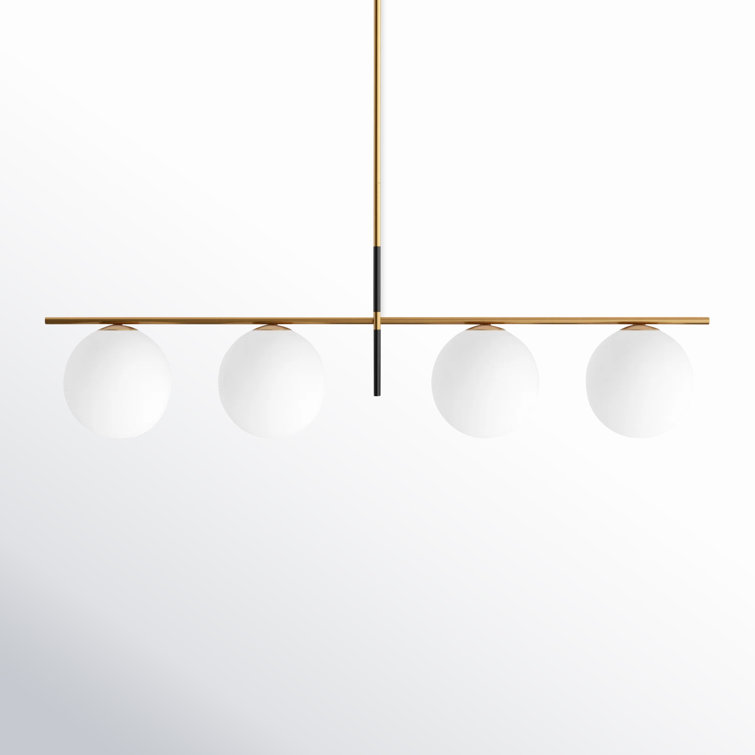 Elegance Defined Satin Brass & Black 4-Light Pendant with Satin White Glass