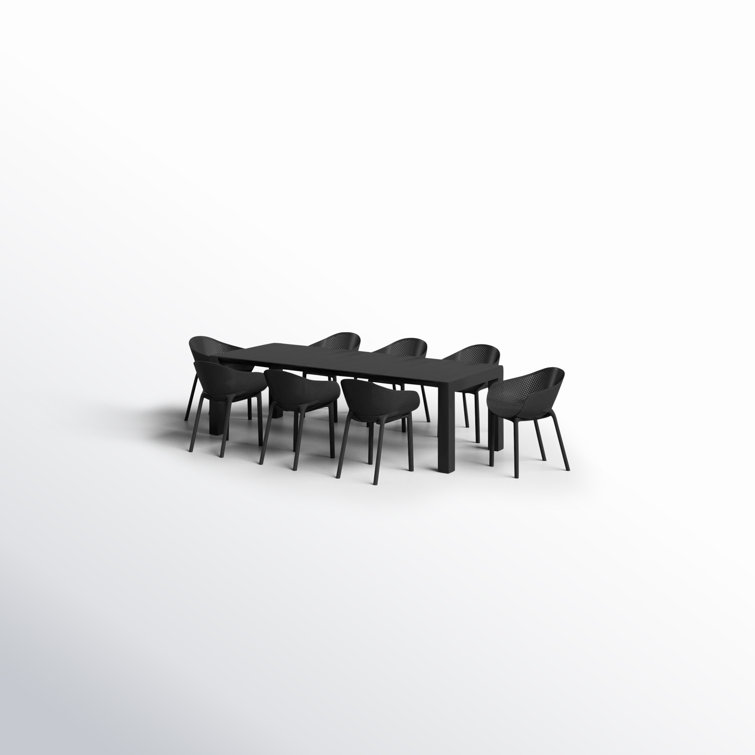 Siesta Air XL 11-Piece Extendable Black Dining Set with Stackable Chairs