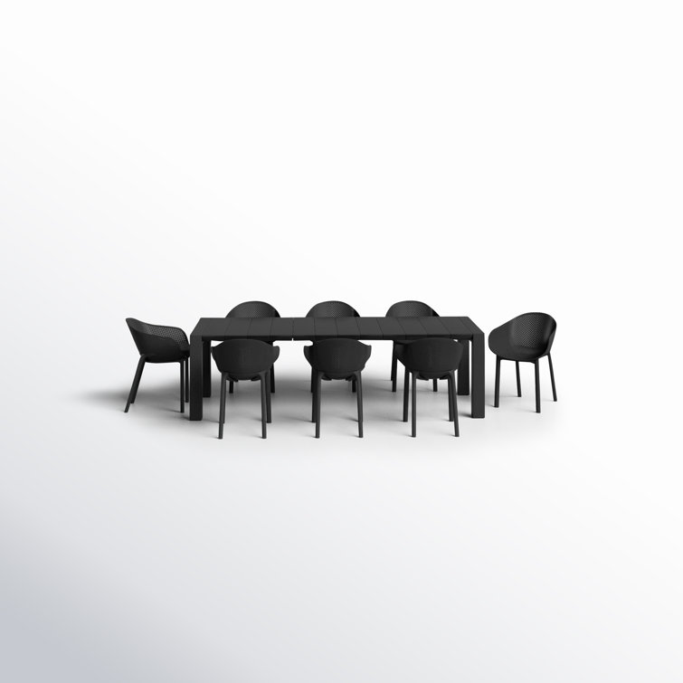 Siesta Air XL 11-Piece Extendable Black Dining Set with Stackable Chairs