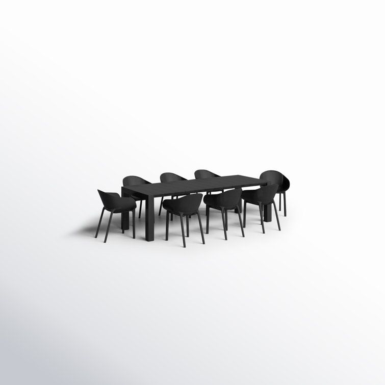 Siesta Air XL 11-Piece Extendable Black Dining Set with Stackable Chairs