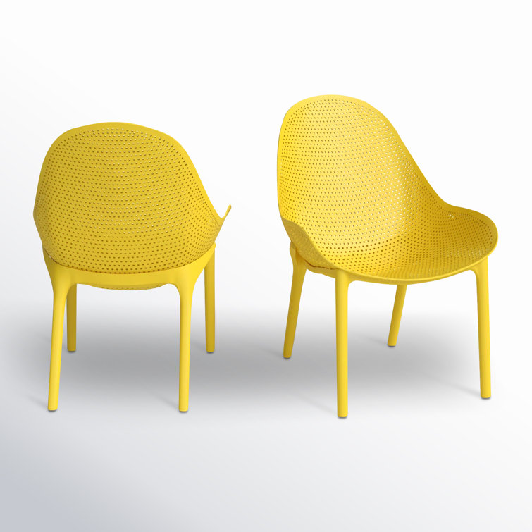 Yellow Polypropylene Armless Outdoor Lounge Chair Set
