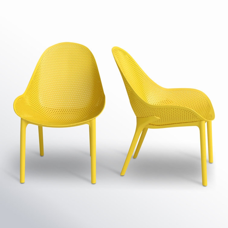 Yellow Polypropylene Armless Outdoor Lounge Chair Set