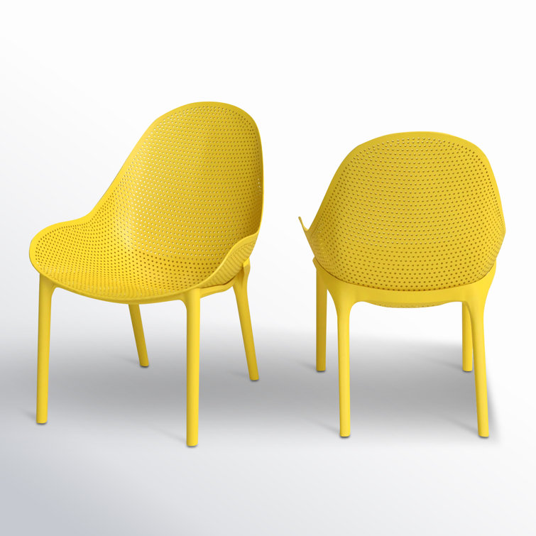 Yellow Polypropylene Armless Outdoor Lounge Chair Set