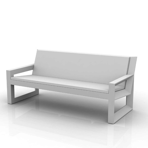 Esteve Matte White Outdoor Sofa with Nautical Vinyl Cushions