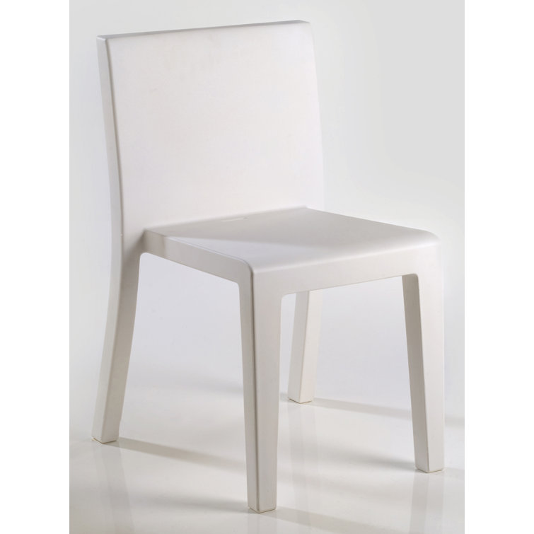 White Matte Polyethylene Armless Outdoor Chair with Cushion