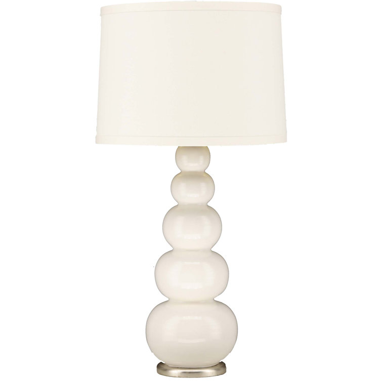 Winter White Ceramic Table Lamp with Cream Paper Shade