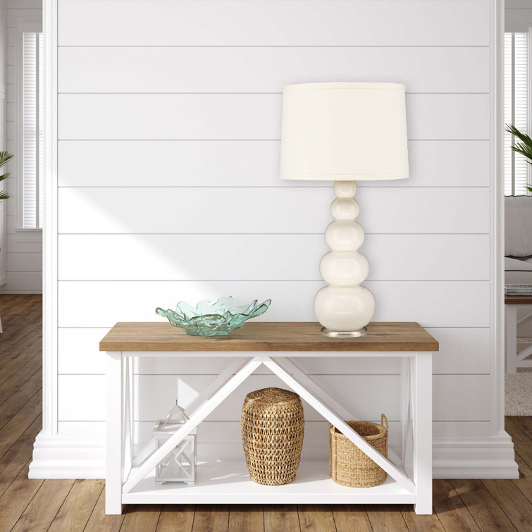 Winter White Ceramic Table Lamp with Cream Paper Shade