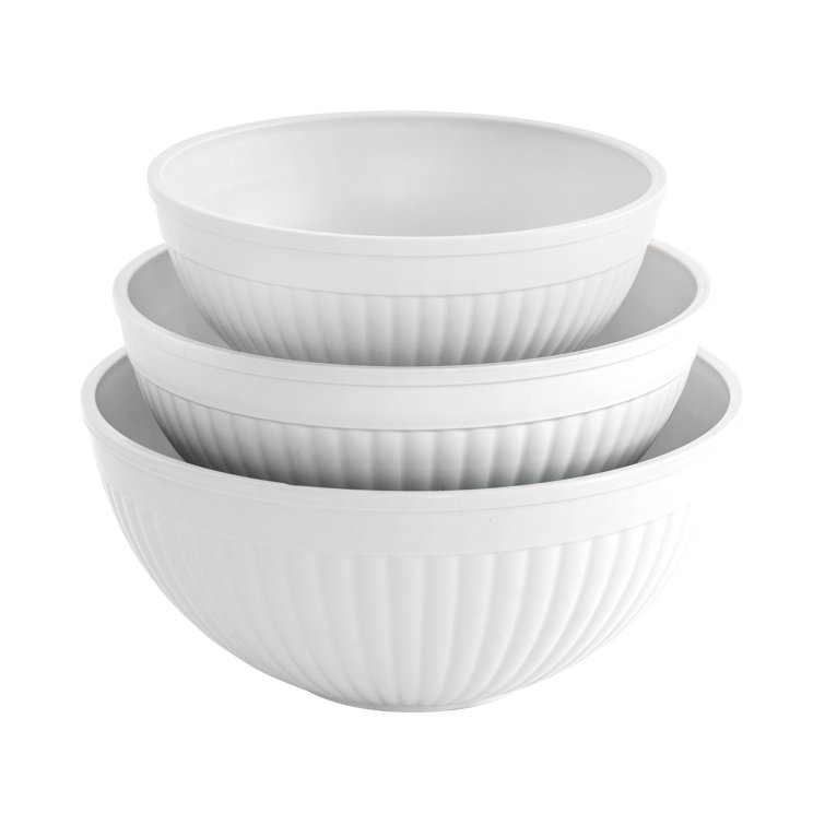 White 3-Piece Melamine Prep and Serve Mixing Bowl Set