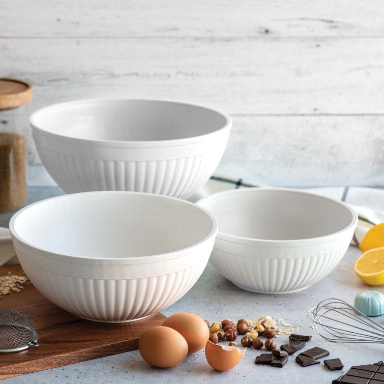 White 3-Piece Melamine Prep and Serve Mixing Bowl Set