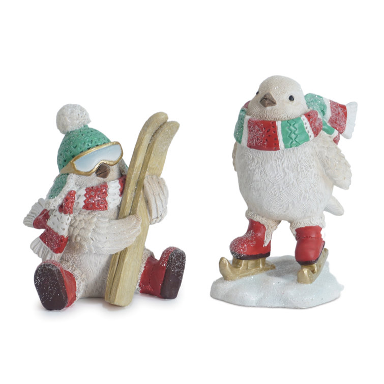 Whimsical Winter Bird Figurines in Festive Attire, Set of 6