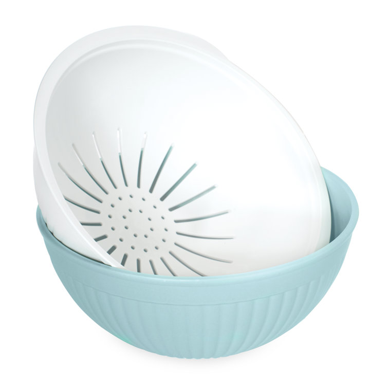 Nordic Ware 2-in-1 White and Sea Glass Colander Bowl Set