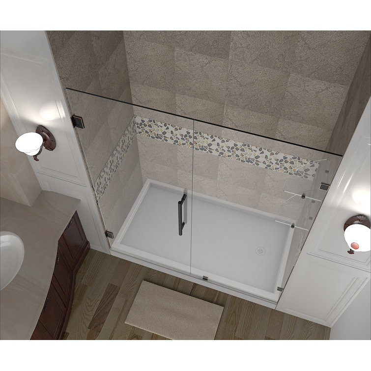 Nautis GS Clear Glass Frameless Hinged Shower Door in Bronze