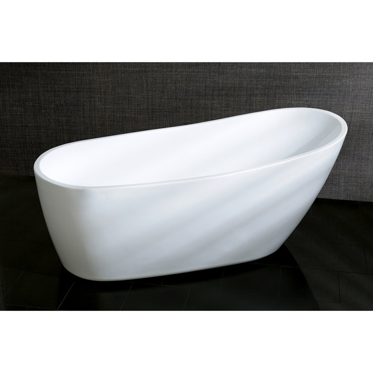 White Acrylic Oval Freestanding Slipper Bathtub