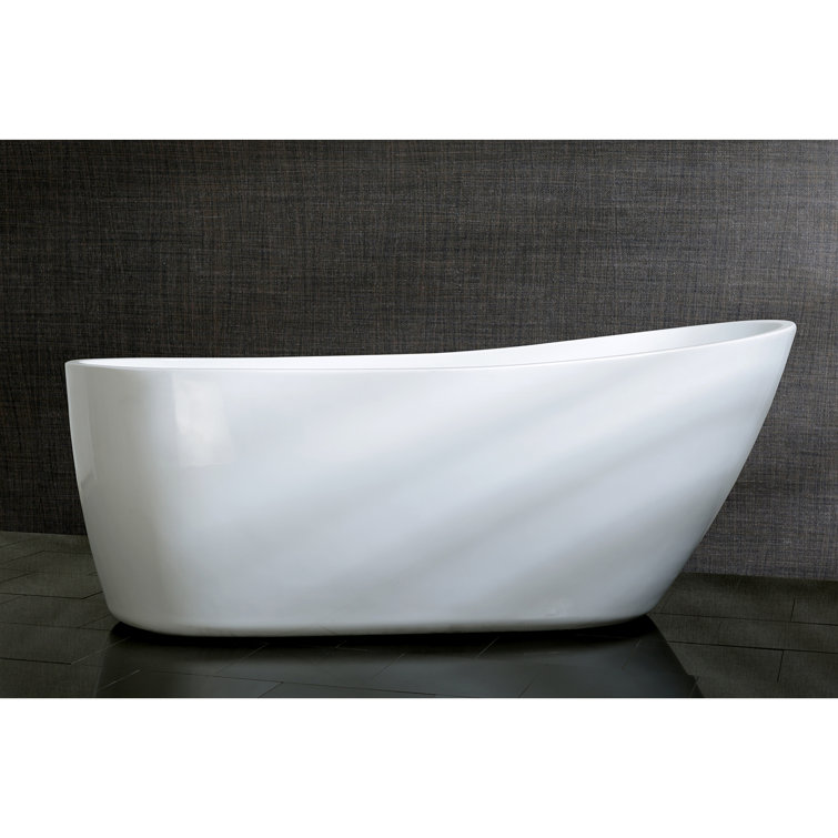 White Acrylic Oval Freestanding Slipper Bathtub