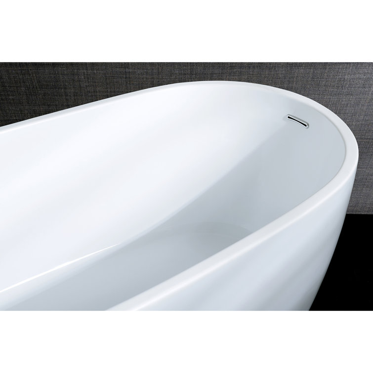 White Acrylic Oval Freestanding Slipper Bathtub