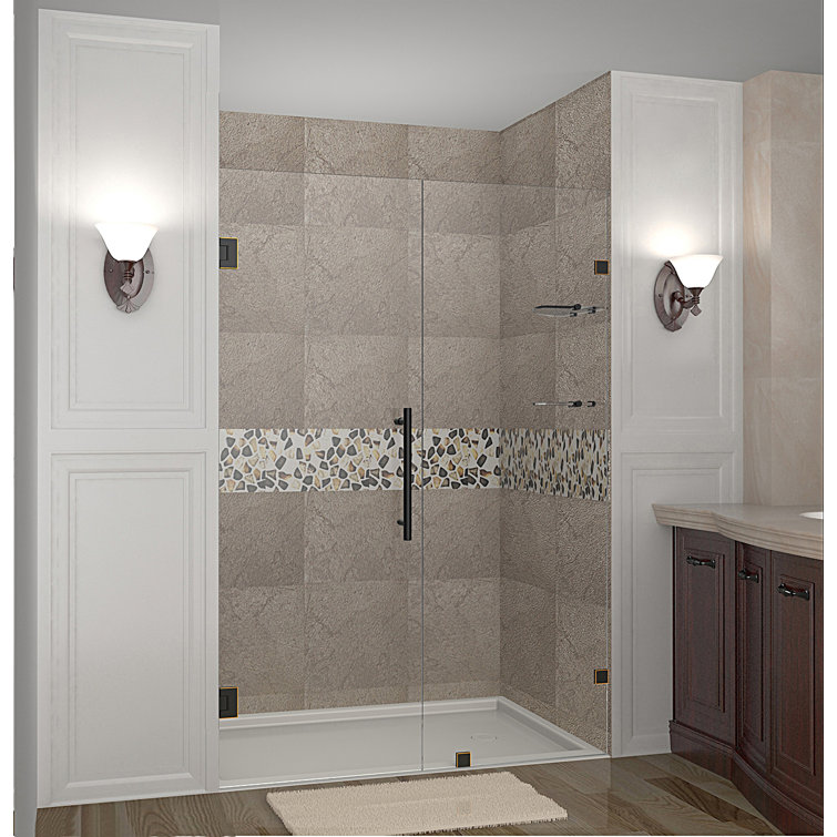 Nautis GS 52'' Bronze Frameless Hinged Shower Door with Clear Glass