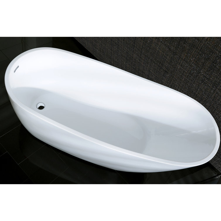 White Acrylic Oval Freestanding Slipper Bathtub