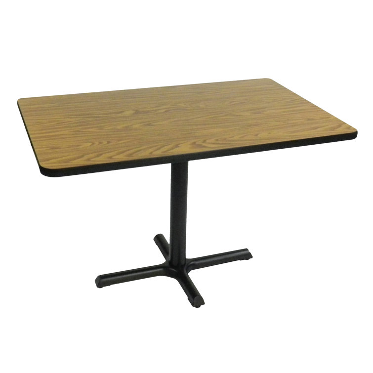 Contemporary 48" Medium Oak Laminate Dining Table with Black Iron Base