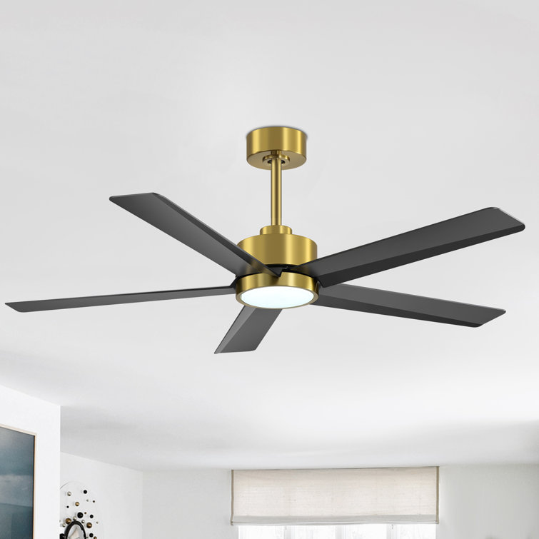 Ulker 52'' Black and Gold Ceiling Fan with LED Light and Remote