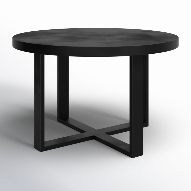 Maisara 47'' Black Stone and Steel Outdoor Dining Table