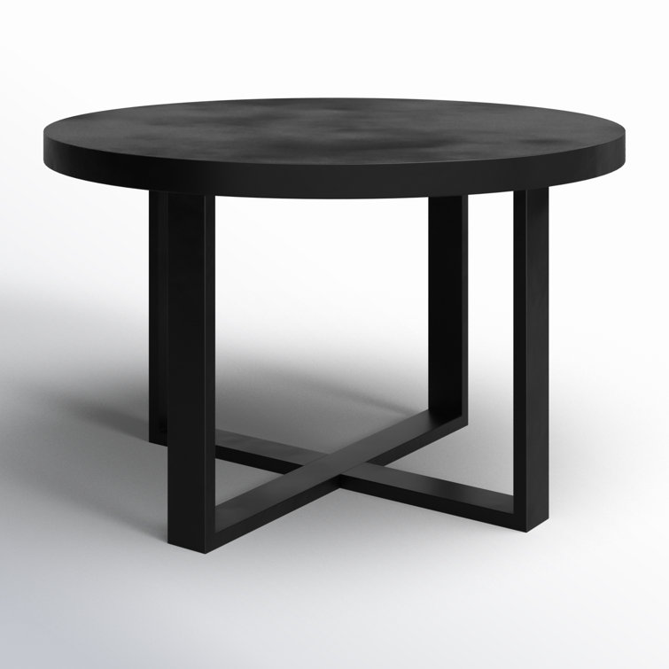 Maisara 47'' Black Stone and Steel Outdoor Dining Table