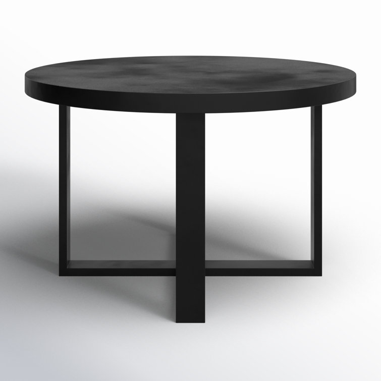 Maisara 47'' Black Stone and Steel Outdoor Dining Table