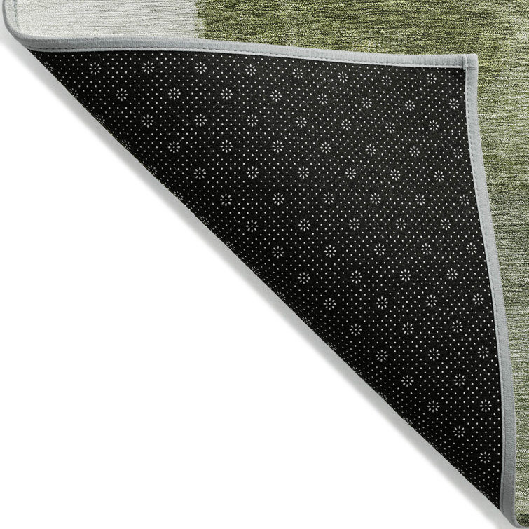 Sage Green Rectangular Washable Indoor/Outdoor Area Rug
