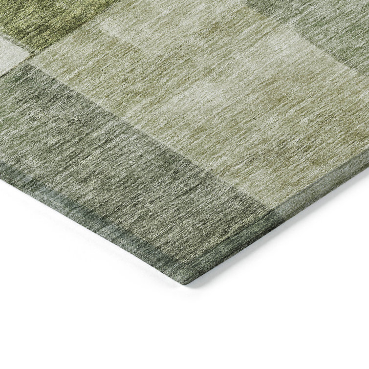 Sage Green Rectangular Washable Indoor/Outdoor Area Rug
