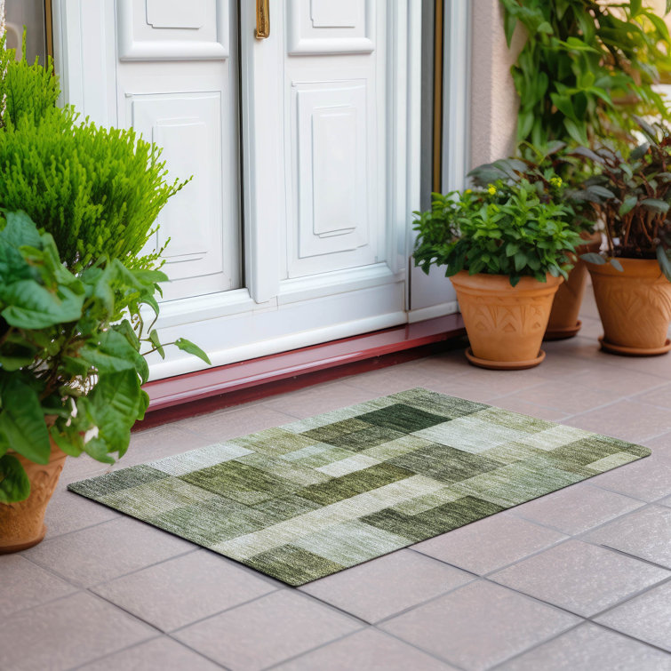 Sage Green Rectangular Washable Indoor/Outdoor Area Rug