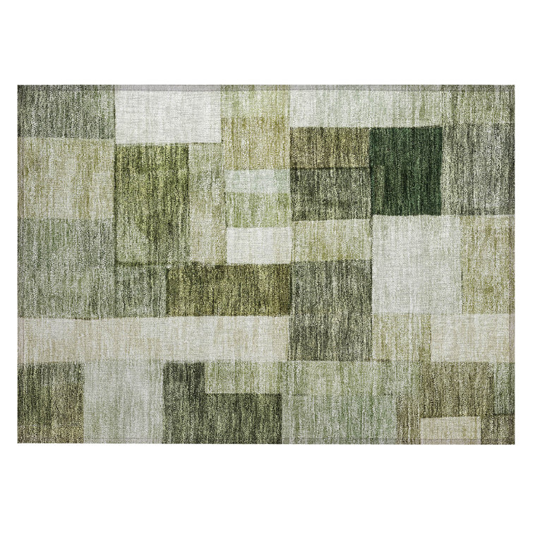 Sage Green Rectangular Washable Indoor/Outdoor Area Rug