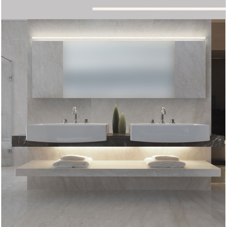 Sleek Satin White LED Wall Sconce 59.5" Dimmable Direct Wired