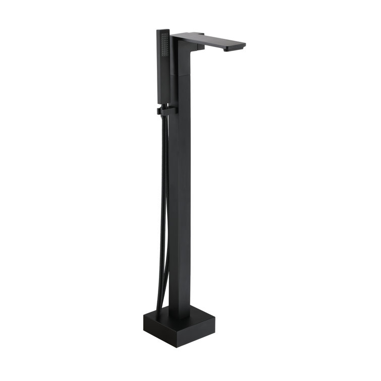 Matte Black Brass Freestanding Bathtub Faucet with Handshower