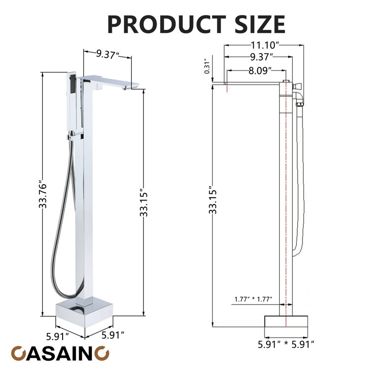 Chrome Plated Freestanding Bathtub Faucet with Hand Shower