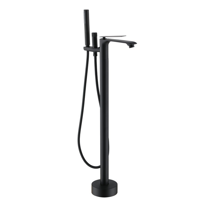 Matte Black Freestanding Tub Filler Faucet with Handheld Shower