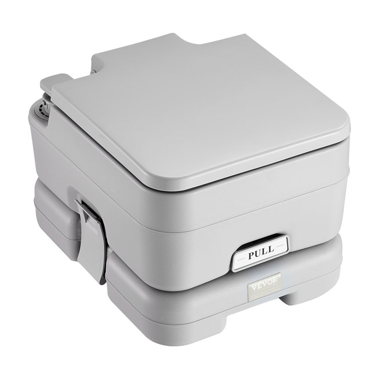 Gray Plastic Freestanding Portable Camping Toilet with 3.2 Gallon Tanks