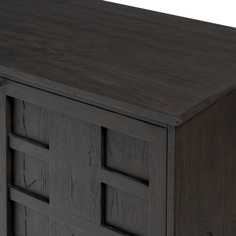 Alessio Smoked Black Oak Sideboard with Grid Pattern