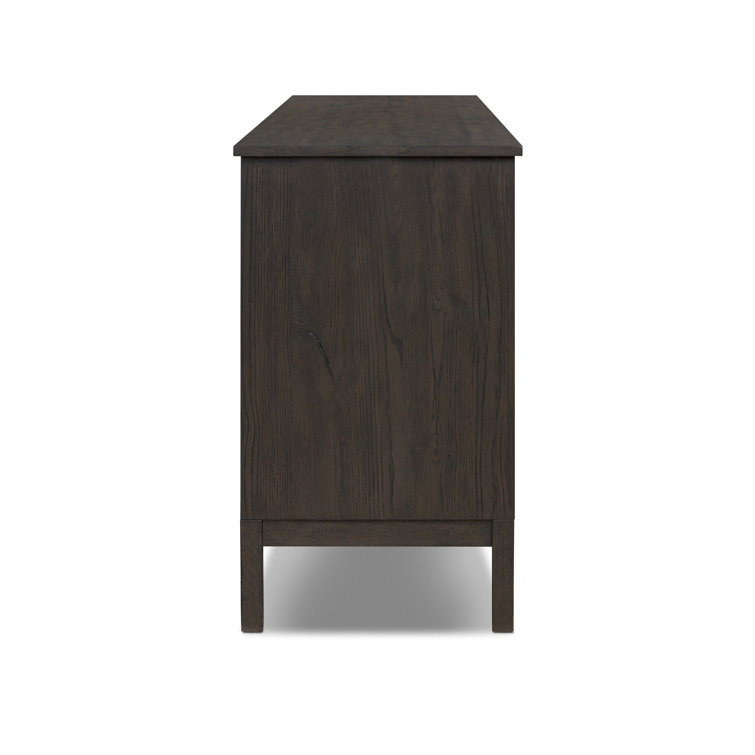 Alessio Smoked Black Oak Sideboard with Grid Pattern