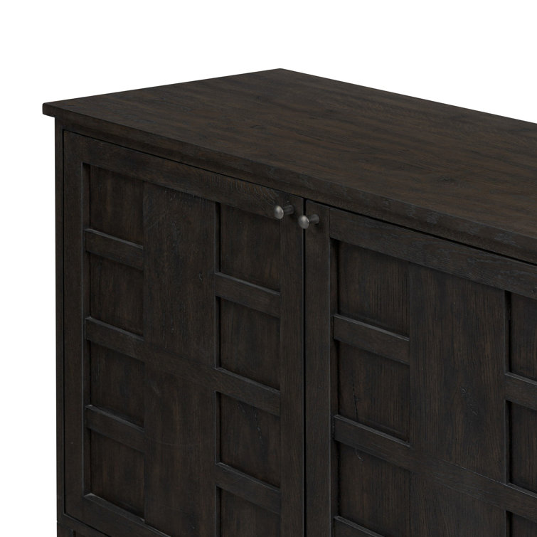 Alessio Smoked Black Oak Sideboard with Grid Pattern