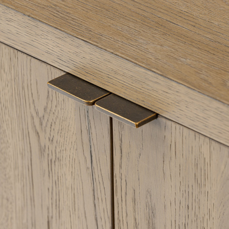 Weslyn Light Oak and Bronze 84" Sideboard with Adjustable Shelves